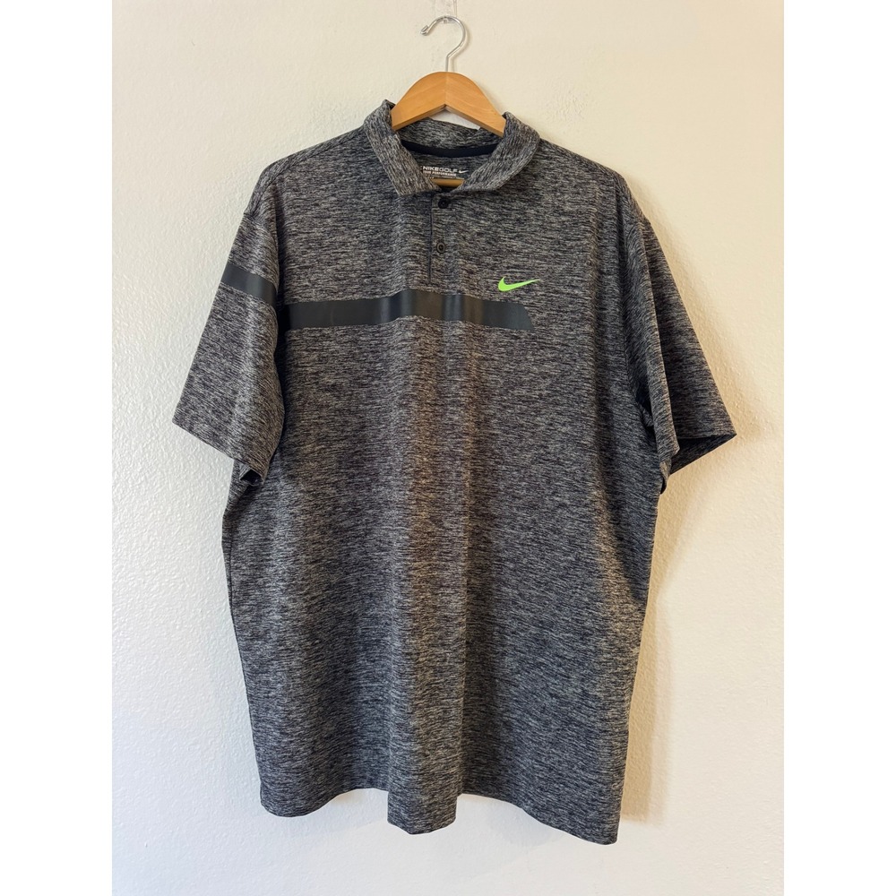 Nike Golf Polo Tour Performance Dri-FIT Space Dye XXL Gray Green Excellent Used